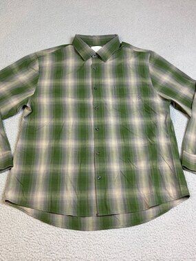 Billy Reid Shirt Mens Size XL Green Plaid Long Sleeve Button Up Casual